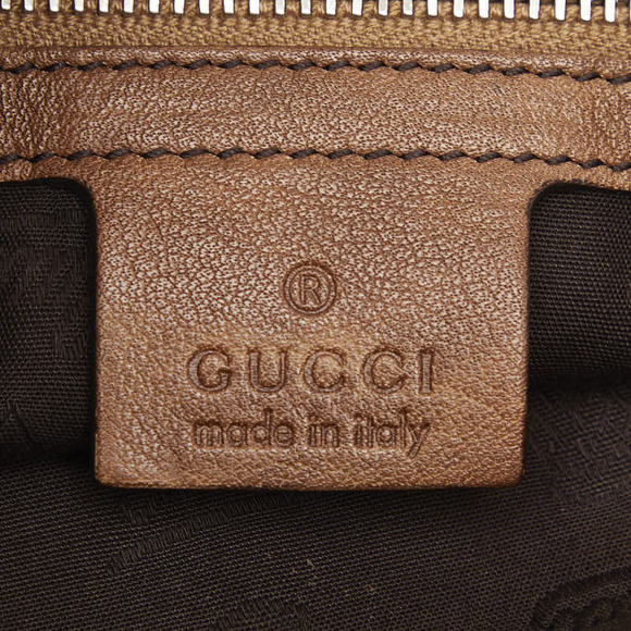 Gucci GG Canvas Bamboo Tote Bag Beige Brown Leather